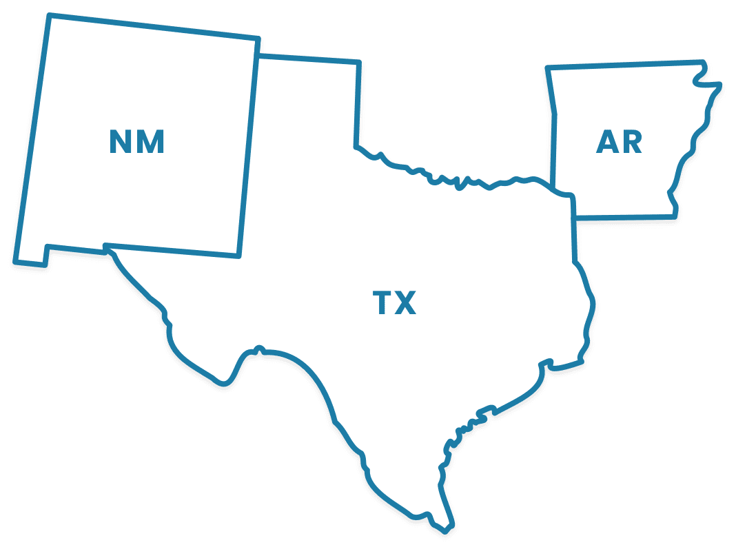 New Mexico, Texas, and Arkansas